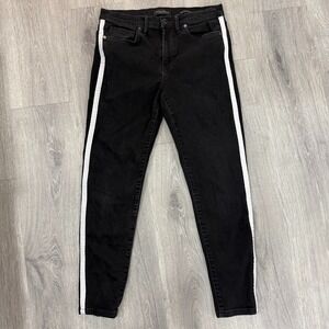 Banana Republic 27 Mid Rise Skinny Black Stretch Denim Jeans Stripe